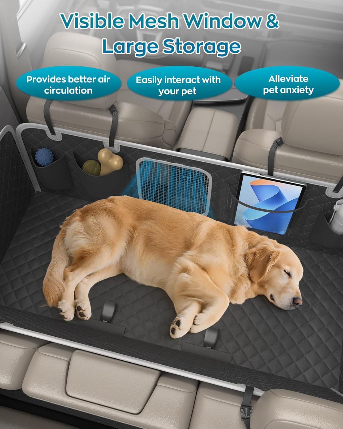 Dog Car Seat Cover for Back Seat, Hard Bottom Dog Hammock