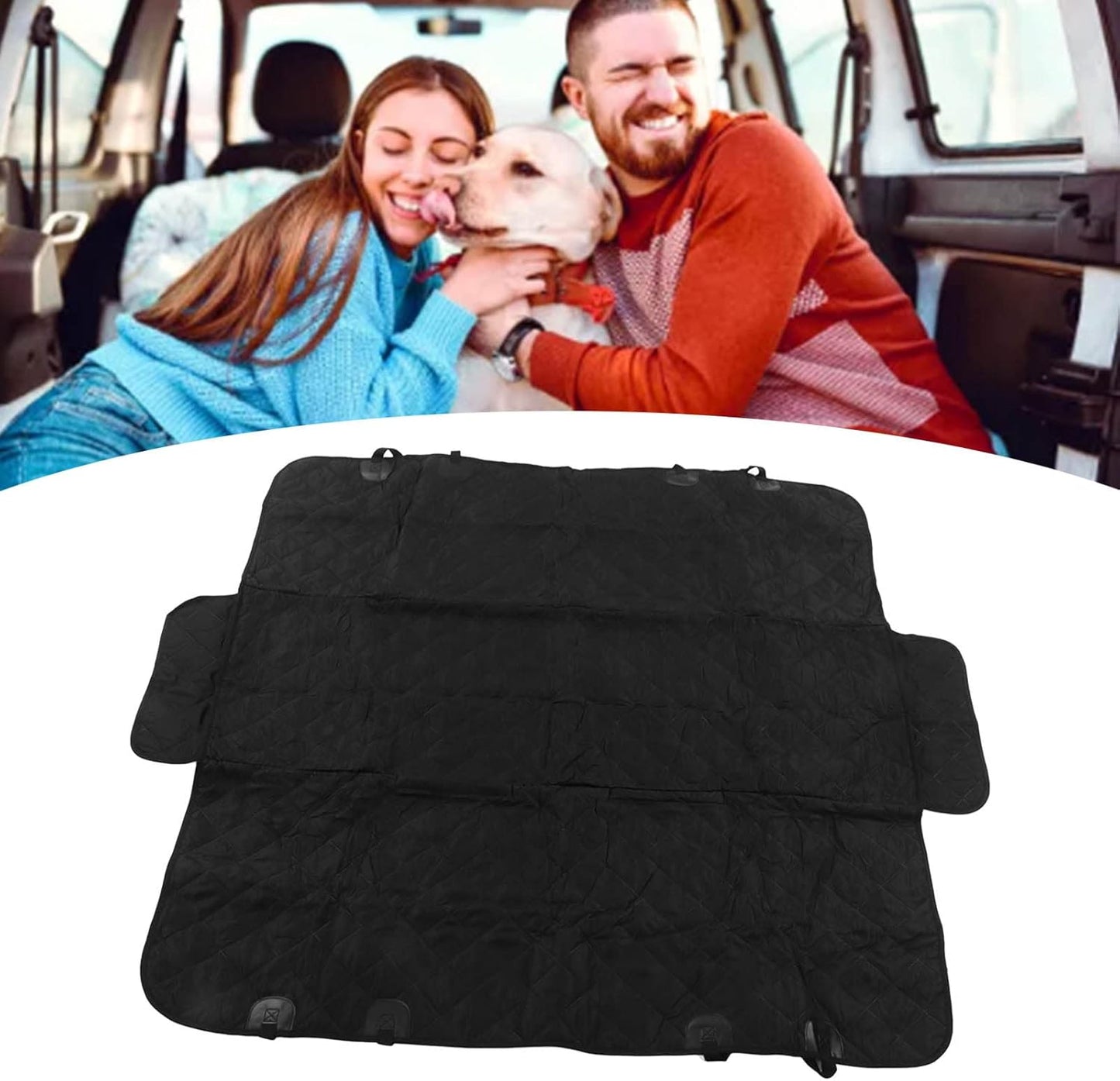 Black Foldable Dog Car Seat Cover Pet Back Seat Extender