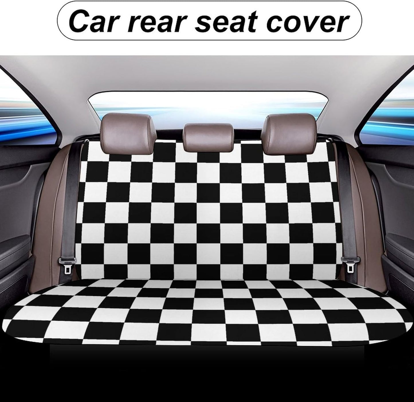 Checkerboard Black White Checkered Car Seat Cover Bench