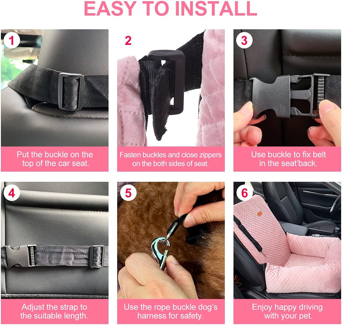 Dog Car Seat for Small Medium Dogs Up to 40lbs, Detachable