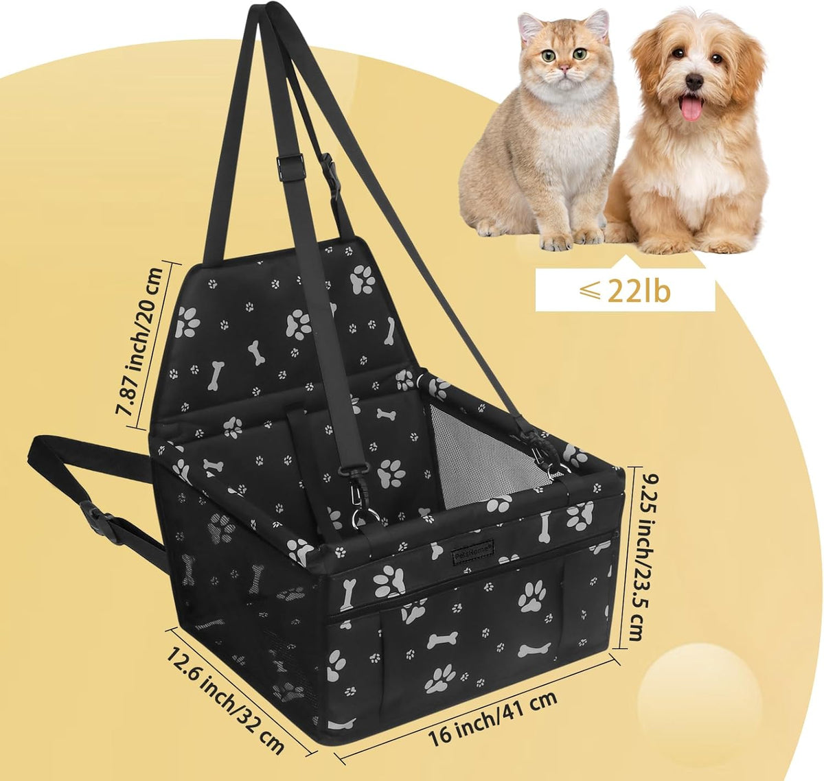 Dog Car Seat, Foldable Dog Car Booster Seat Waterproof