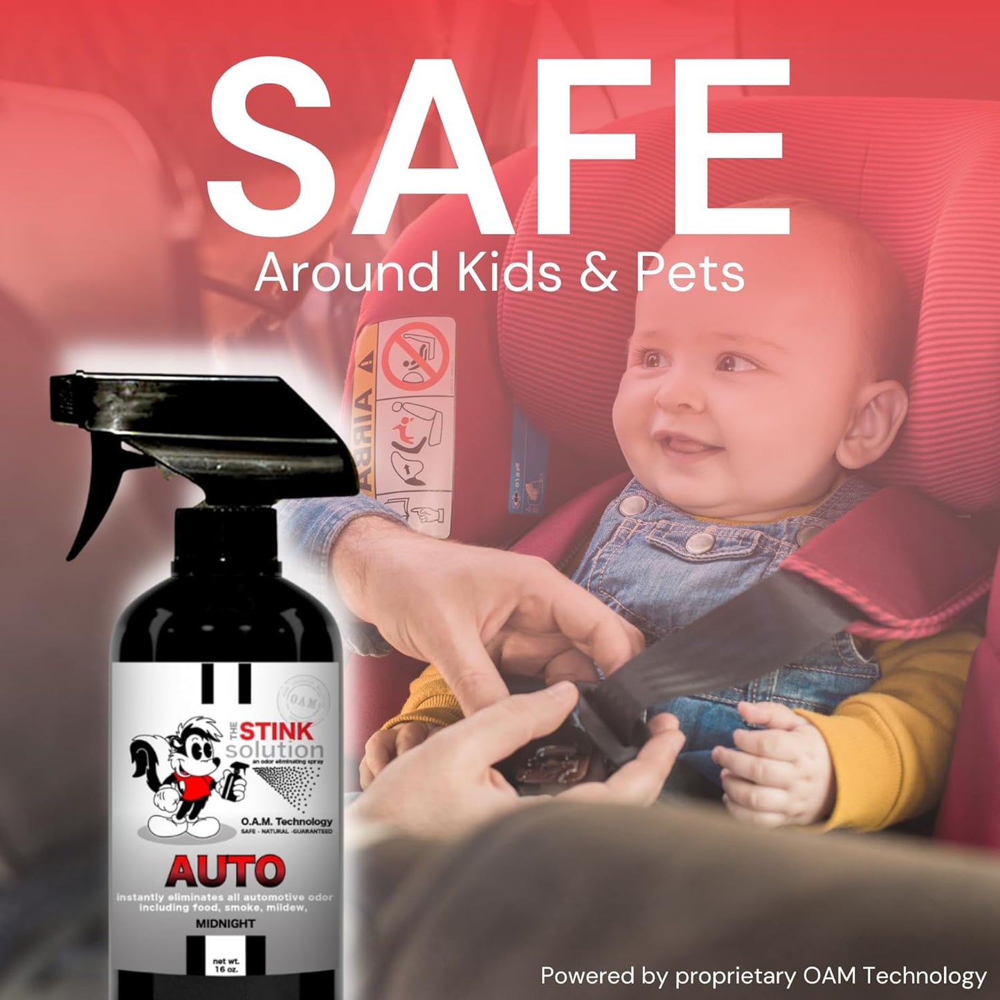 The Stink Solution Car Deodorizer Odor Eliminator For Strong Odor: Quickly Banish Smoke, Pet, Food, Body Odor, & Other Foul Smells! Safe Car Freshener for Seats & More! - 1 16 oz Bottle Midnight