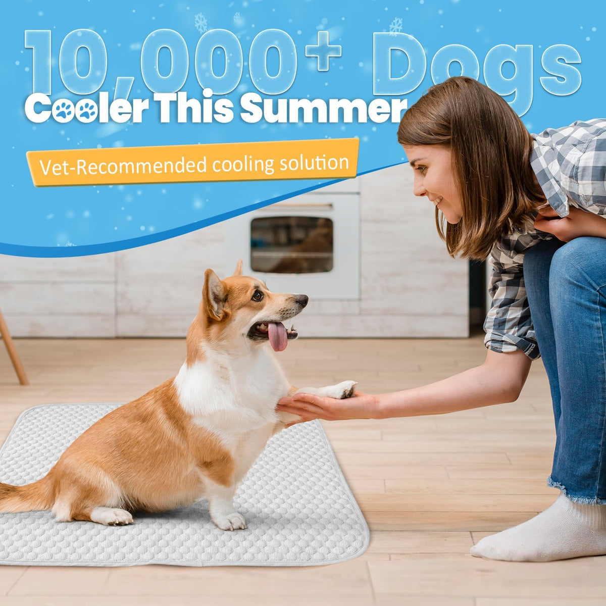 Mora Pets Dog Cooling Mat Instant Self Cooling Pad for Dogs & Cats Breathable Washable Summer Pet Cool Mat Indoor Outdoor, Puppy Cold Blanket for Floor Crate Car Travel Use Medium 36'' x 27'' Grey