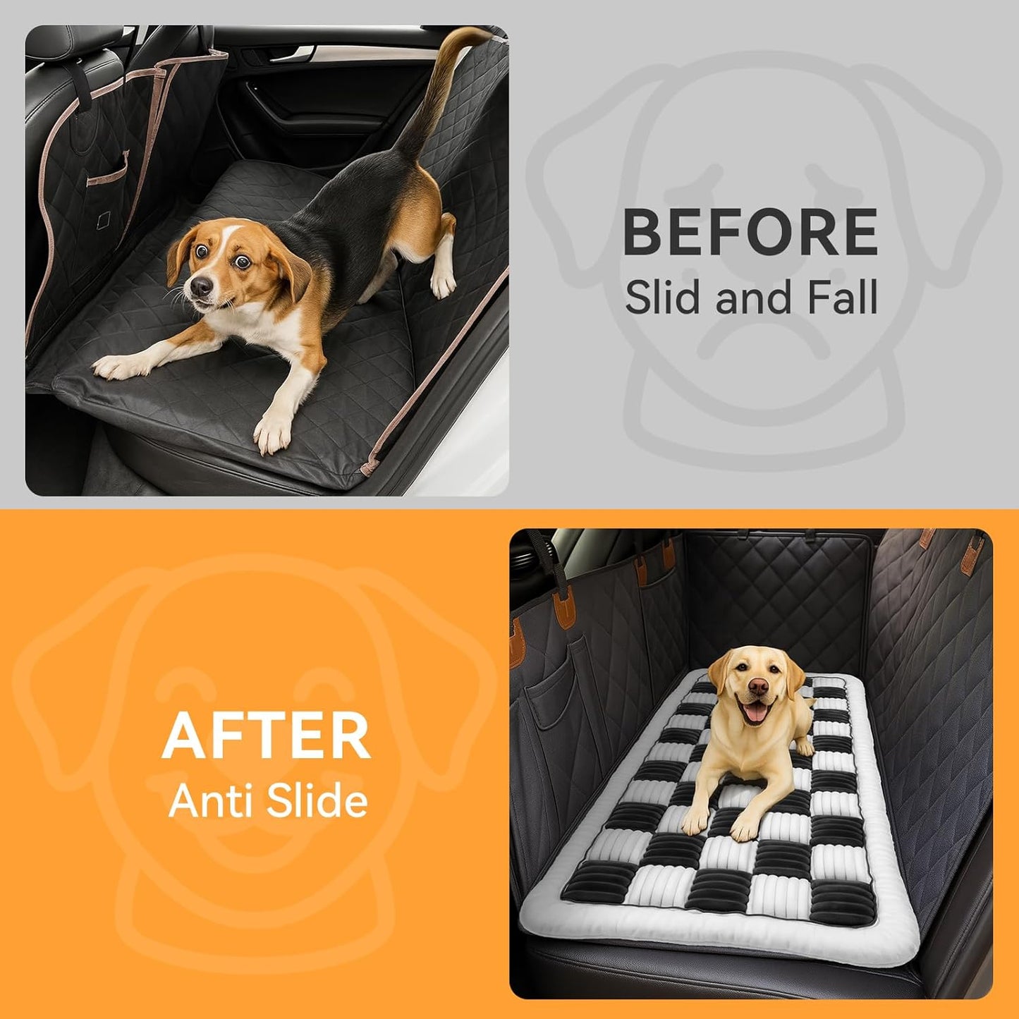 Backseat Dog Bed Non-Slip, Back Seat Pet Mat, Soft and