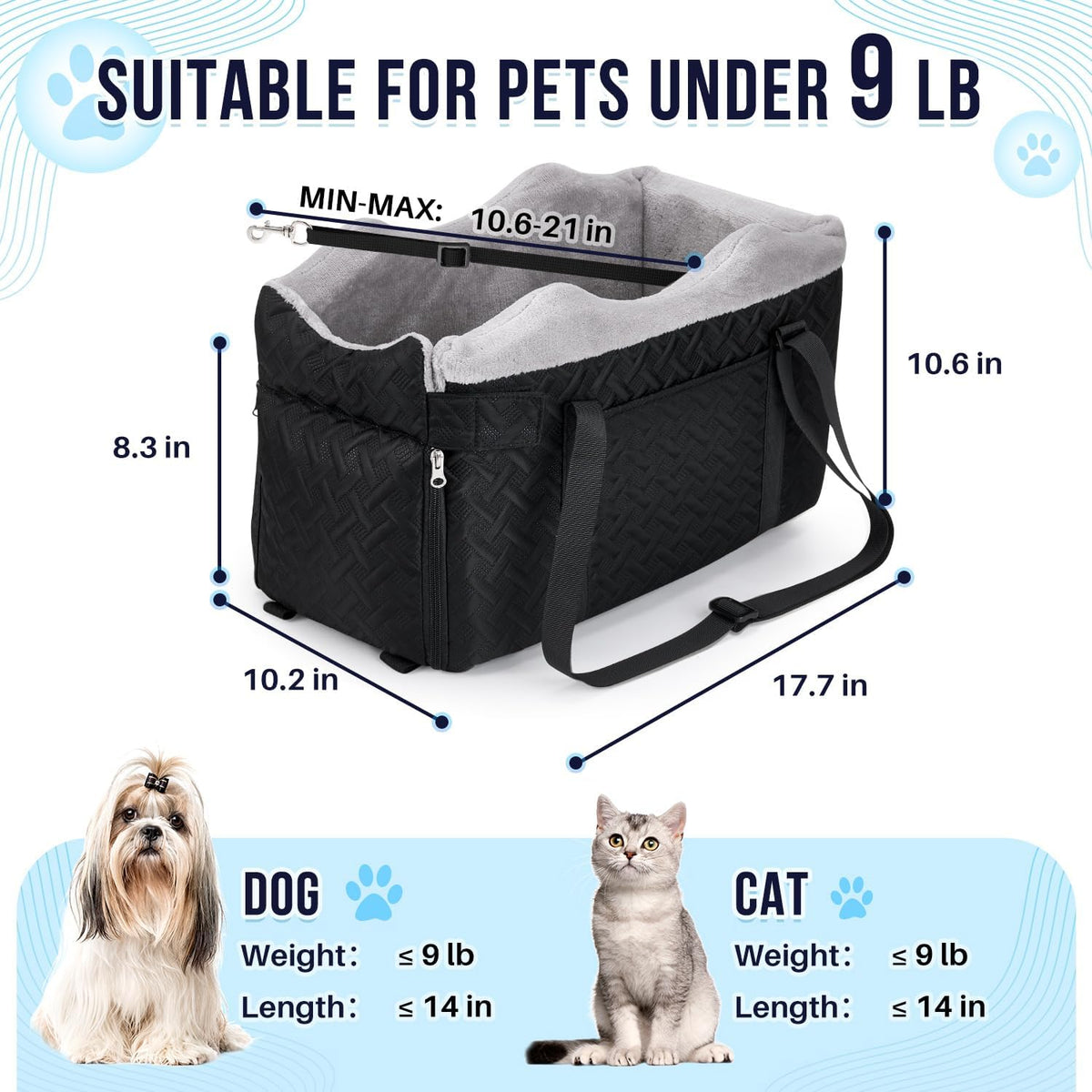 Console Dog Car Seat - Portable Center Dog Car Seat for