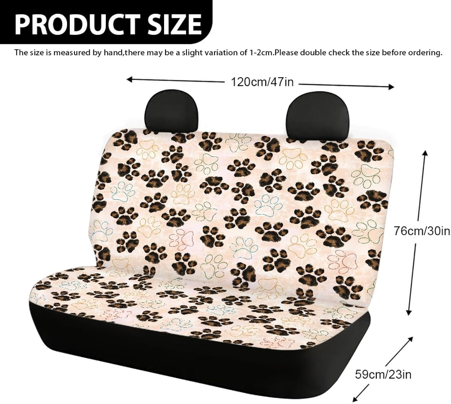 Dog Paw with Bone Print Car Backseat Covers Dog Seat