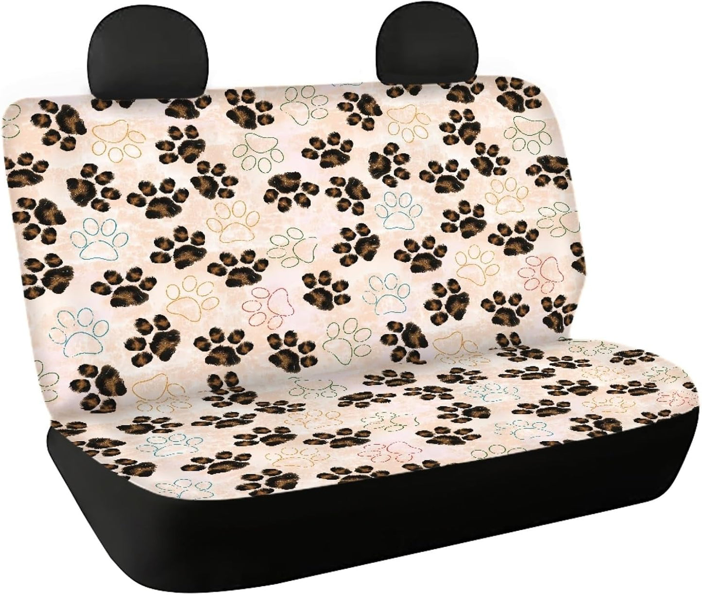 Dog Paw with Bone Print Car Backseat Covers Dog Seat