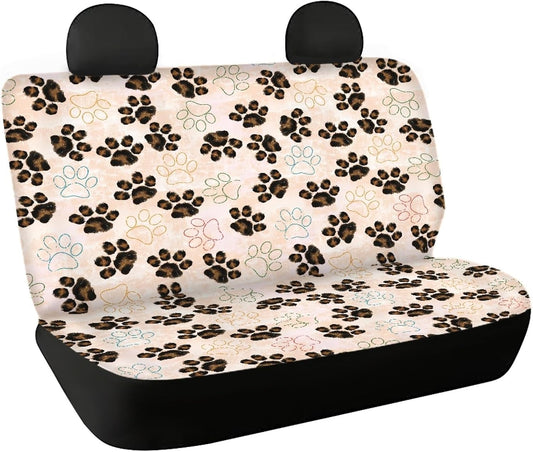 Dog Paw with Bone Print Car Backseat Covers Dog Seat