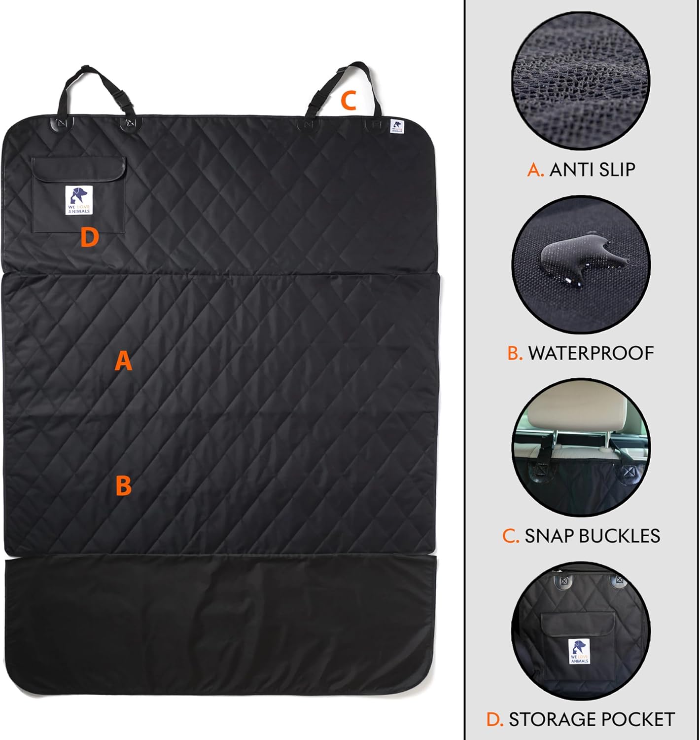 SUV Cargo Liner for Dogs, Dog Car Seat Cover for Back Seat