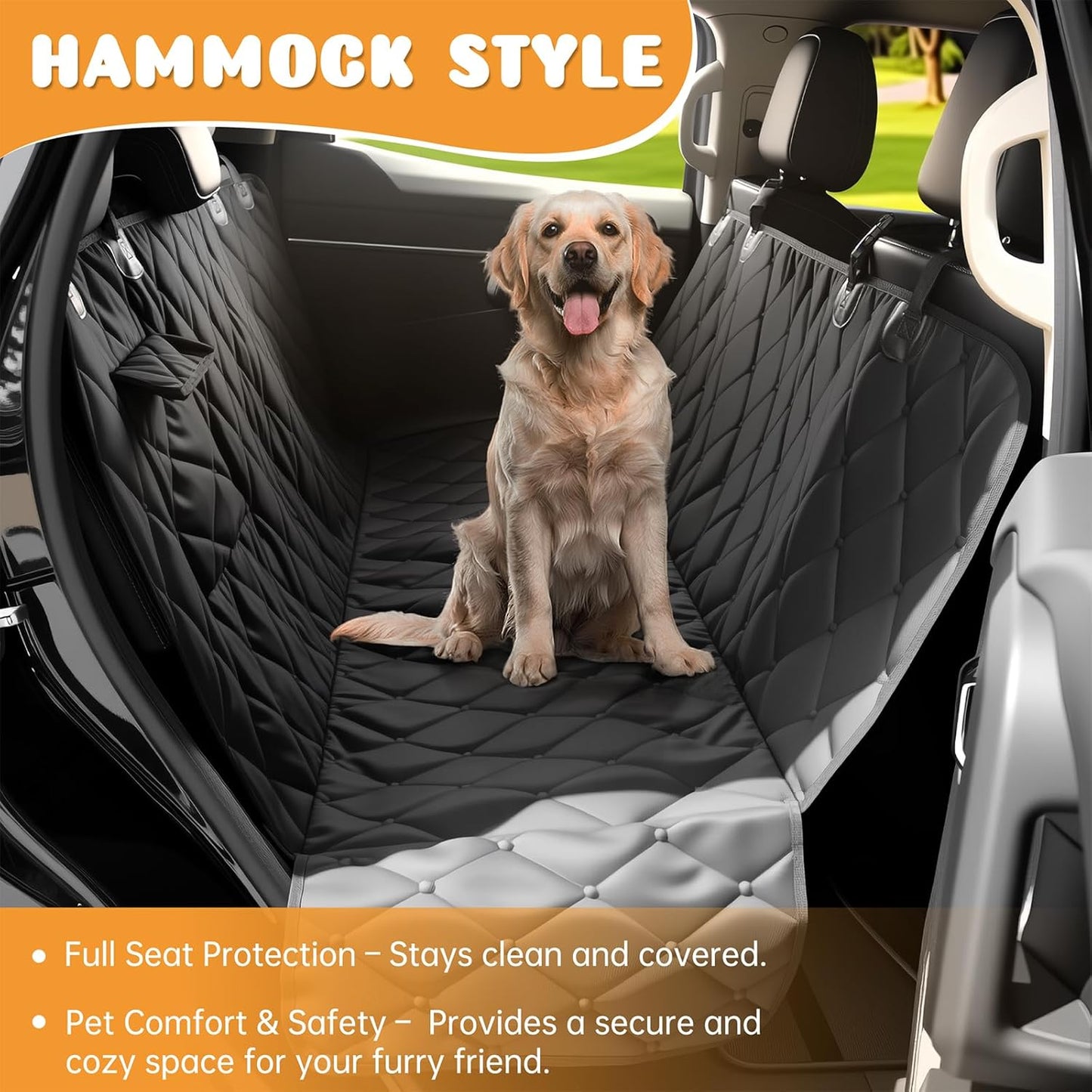 Dog Car Seat Cover for Back Seat , Long-Lasting and Soft