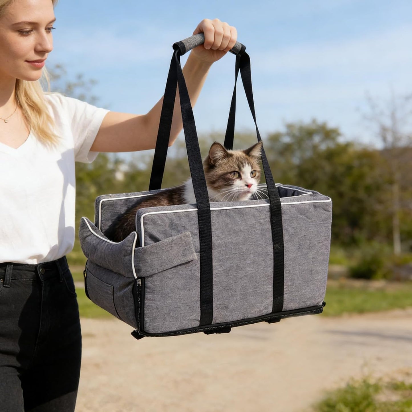 Dog Car Seat for Small Dogs - Portable Center Console