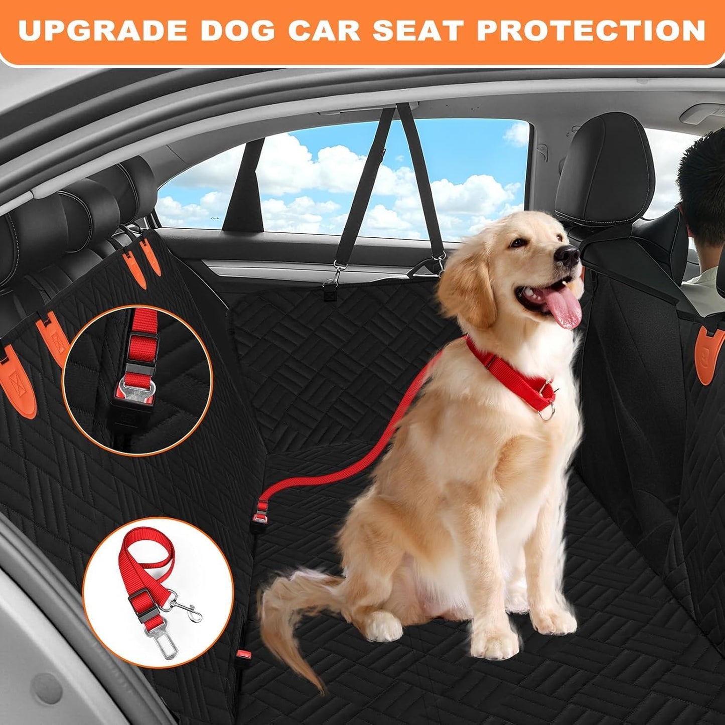 Dog Car Seat Cover for Back Seat, Hard Bottom Back Seat