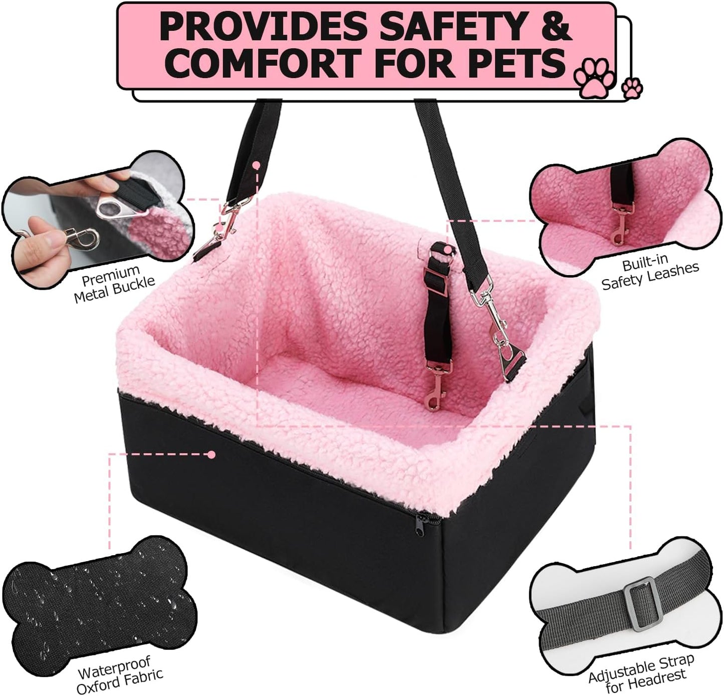 Dog Car Seat for Small Pets Under 20lbs, Booster Seat with