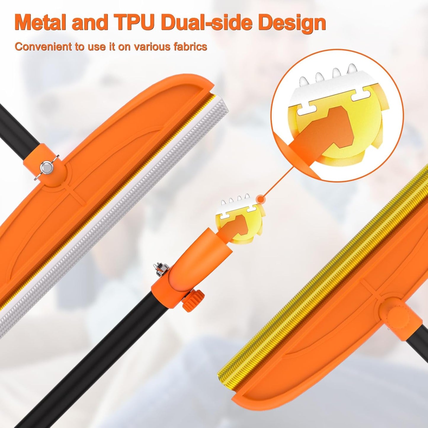 Carpet Rake for Pet Hair Removal, 5FT Reusable Pet Hair