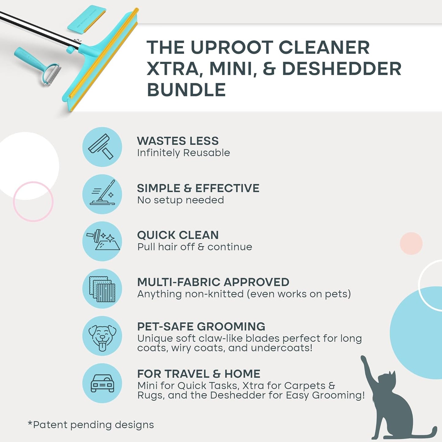 Xtra, Mini & Deshedder Bundle - Pet Hair Removal Tool & Dog