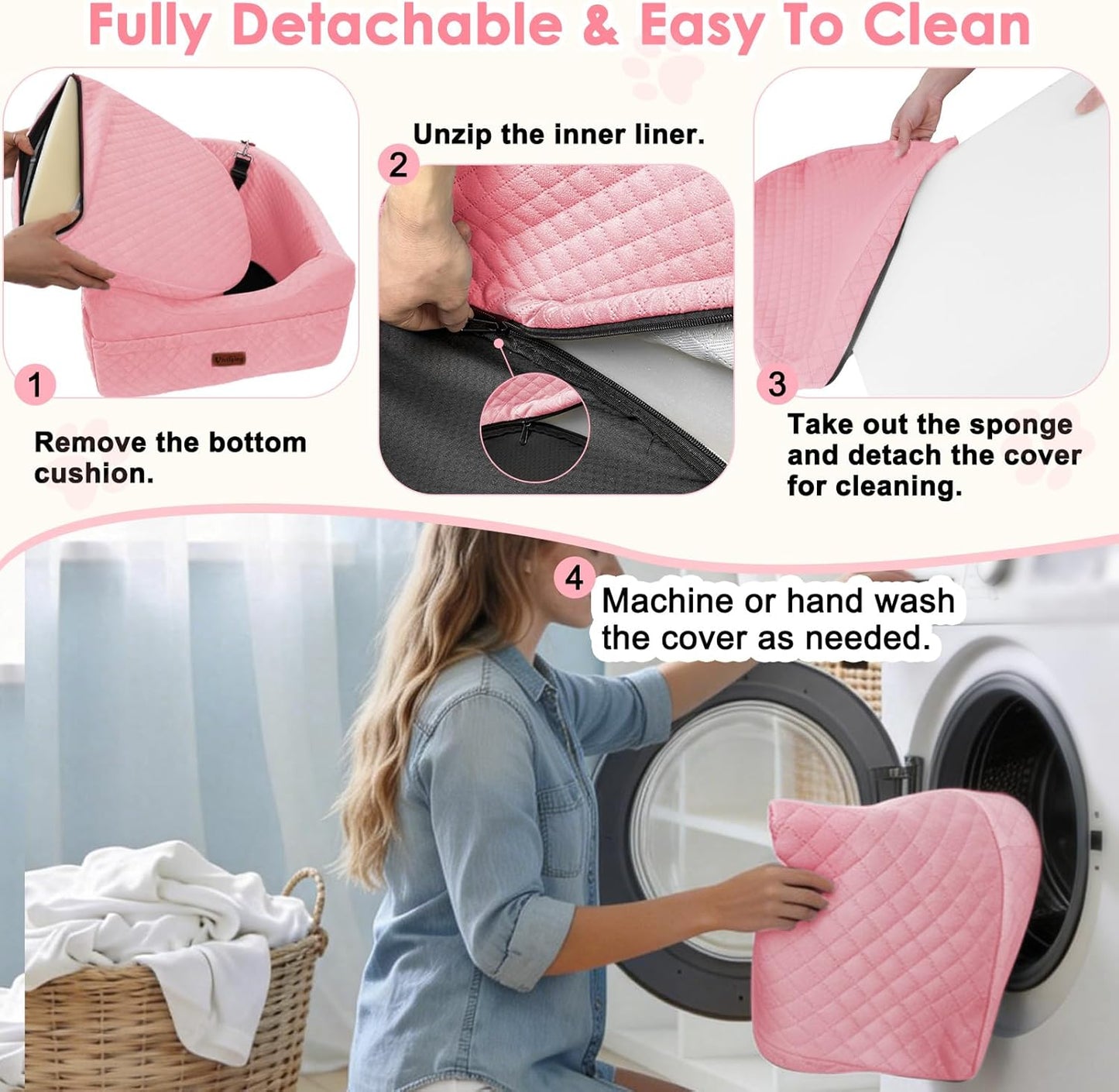 Dog Car Seat for Small & Medium Dogs, Detachable & Washable