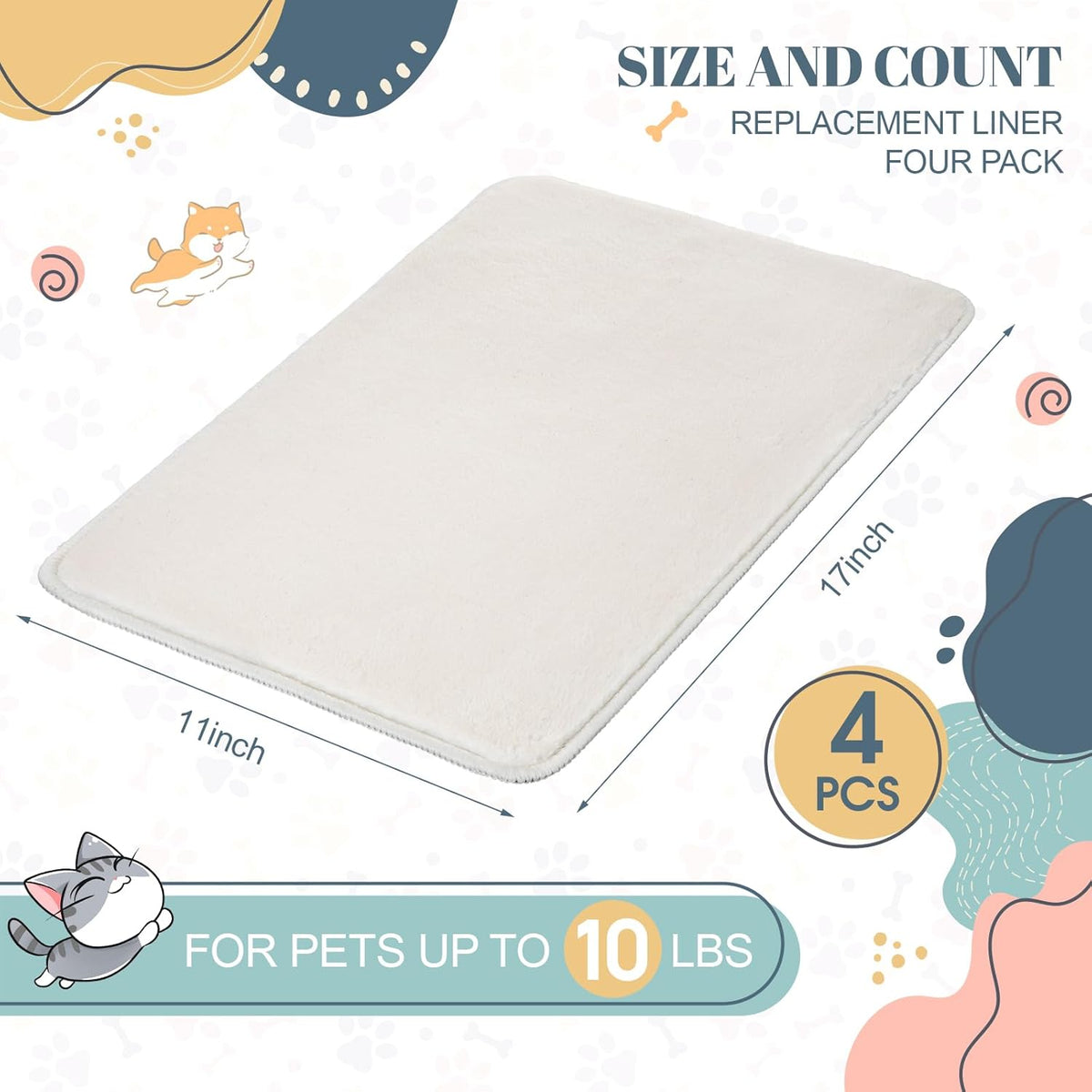 4 Pcs Pet Carrier Pad Travel Pet Reversible Dog Mat