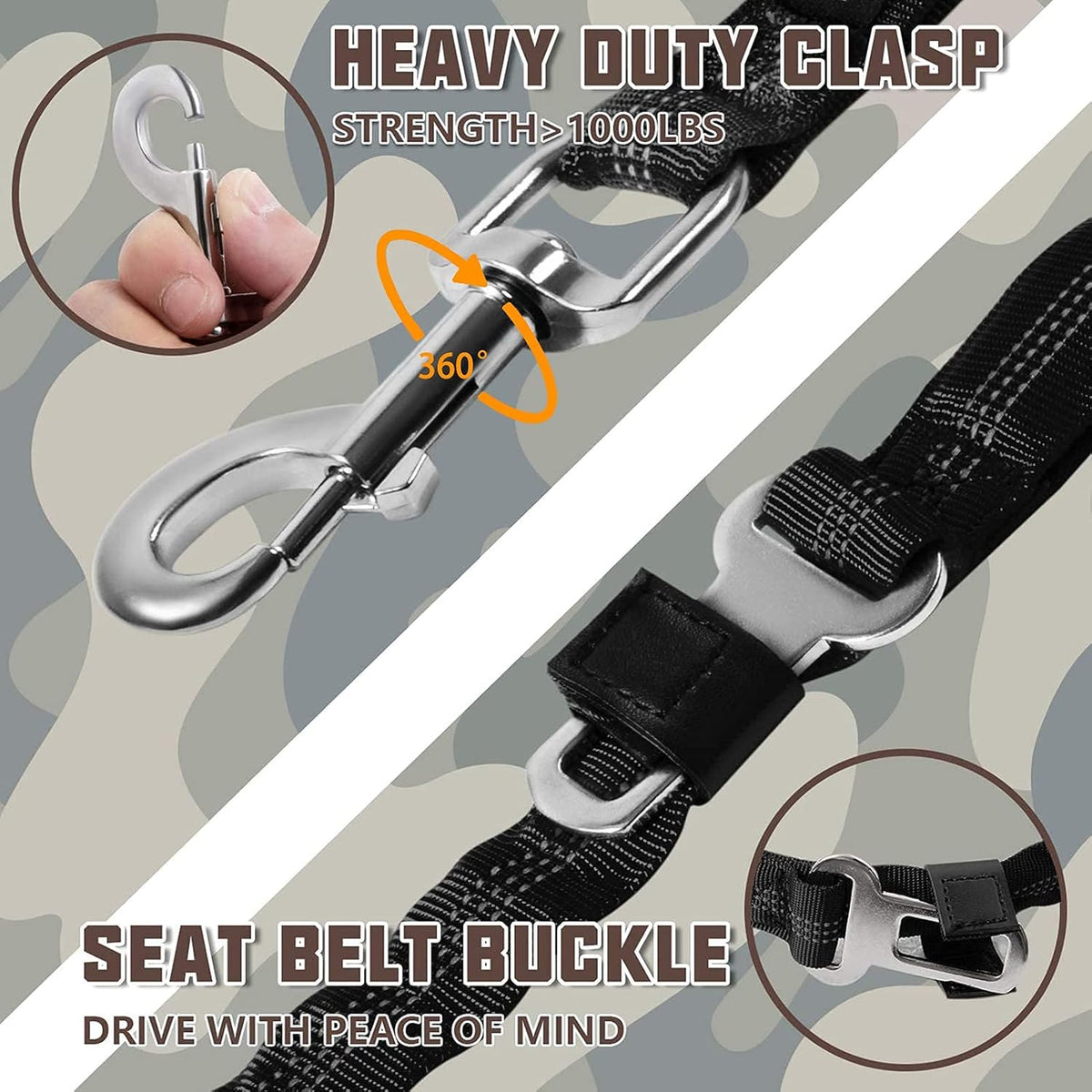 Heavy Duty Bungee Dog Leash for Shock Absorption - 6FT