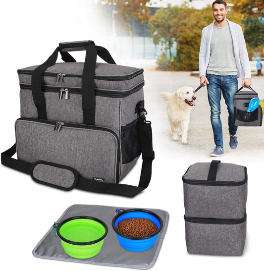 Double Layer Dog Travel Bag, Dog Bag for Supplies with 2