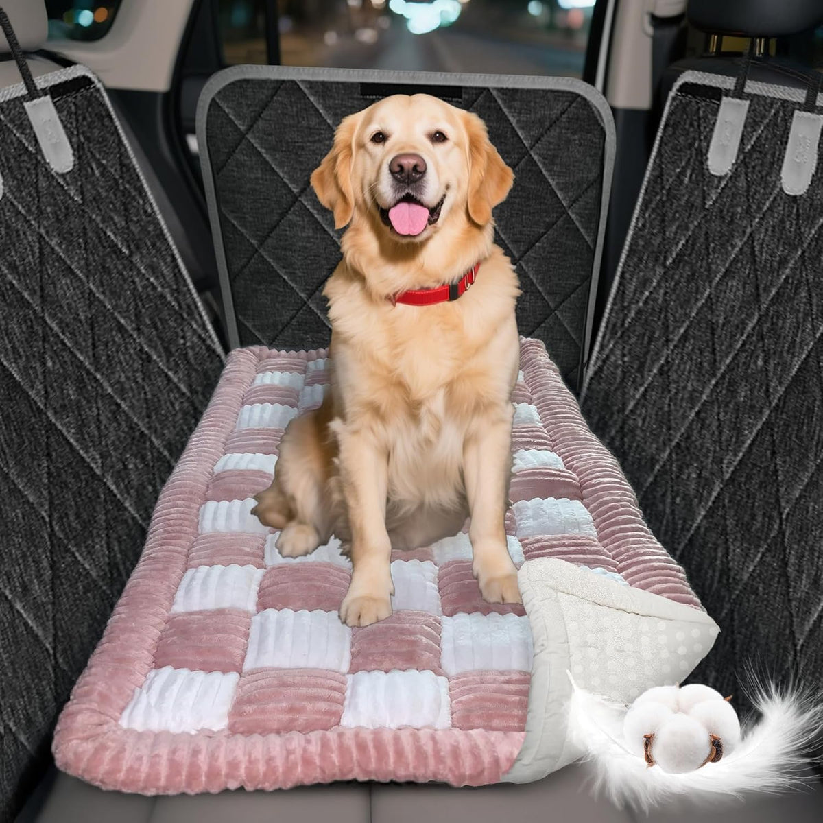 Thickened Dog Bed for Car Back Seat, Upgraded Bottom