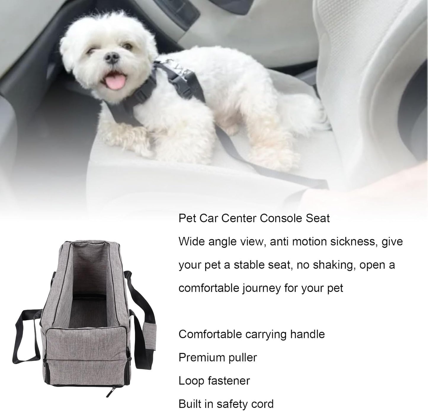 Dog Car Seat for Small Dogs, Center Console Booster