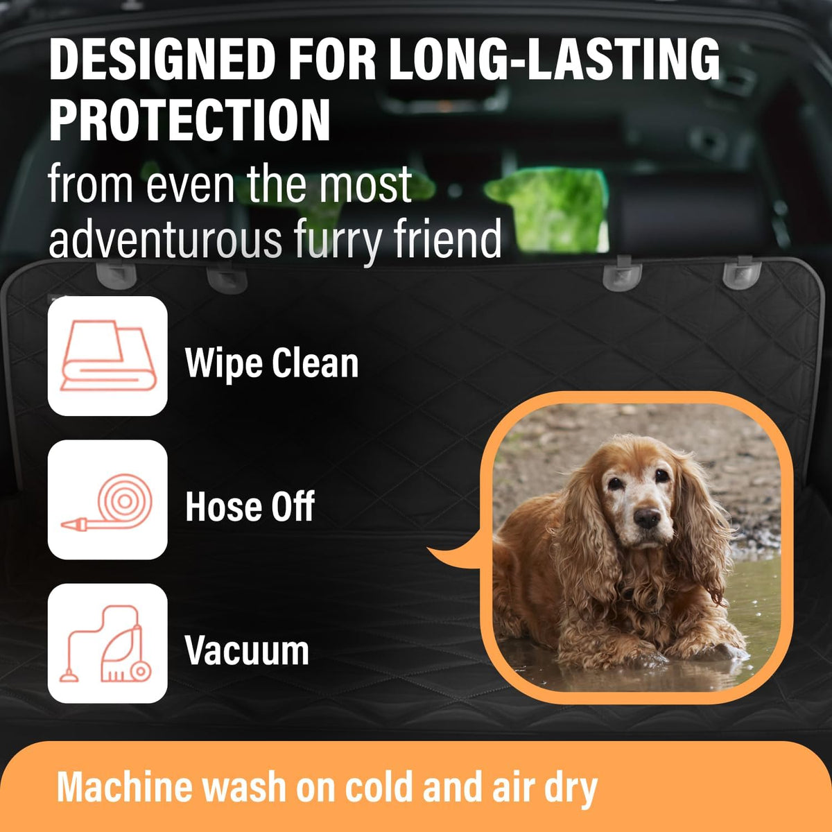 Active Pets Cargo Liner for Dogs, Durable Non Slip Vehicle Seat Cover, Protects Against Dirt & Fur, Pet Cargo Liner for SUV & Trucks, Large Size Trunk Cover for Dogs Universal Fit - Black
