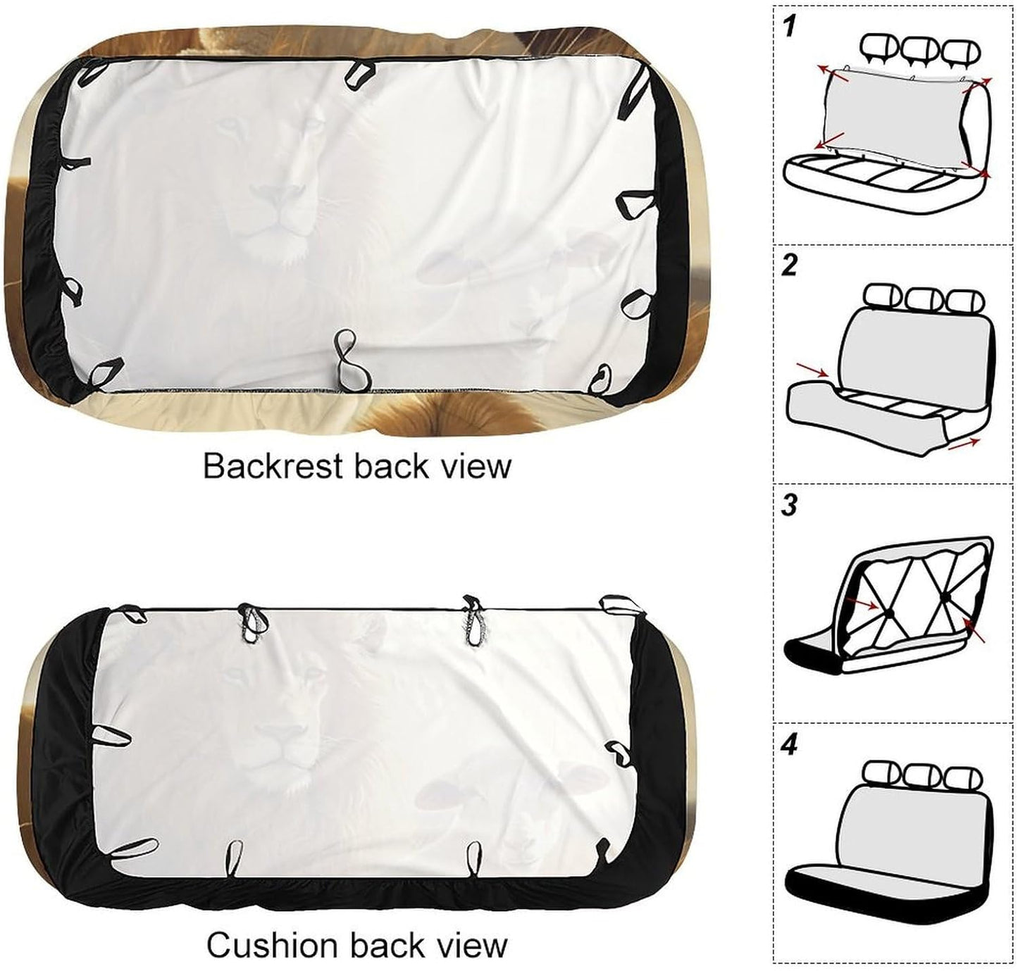 Lion Sheep Dog Car Seat Covers Waterproof Truck Back Seat