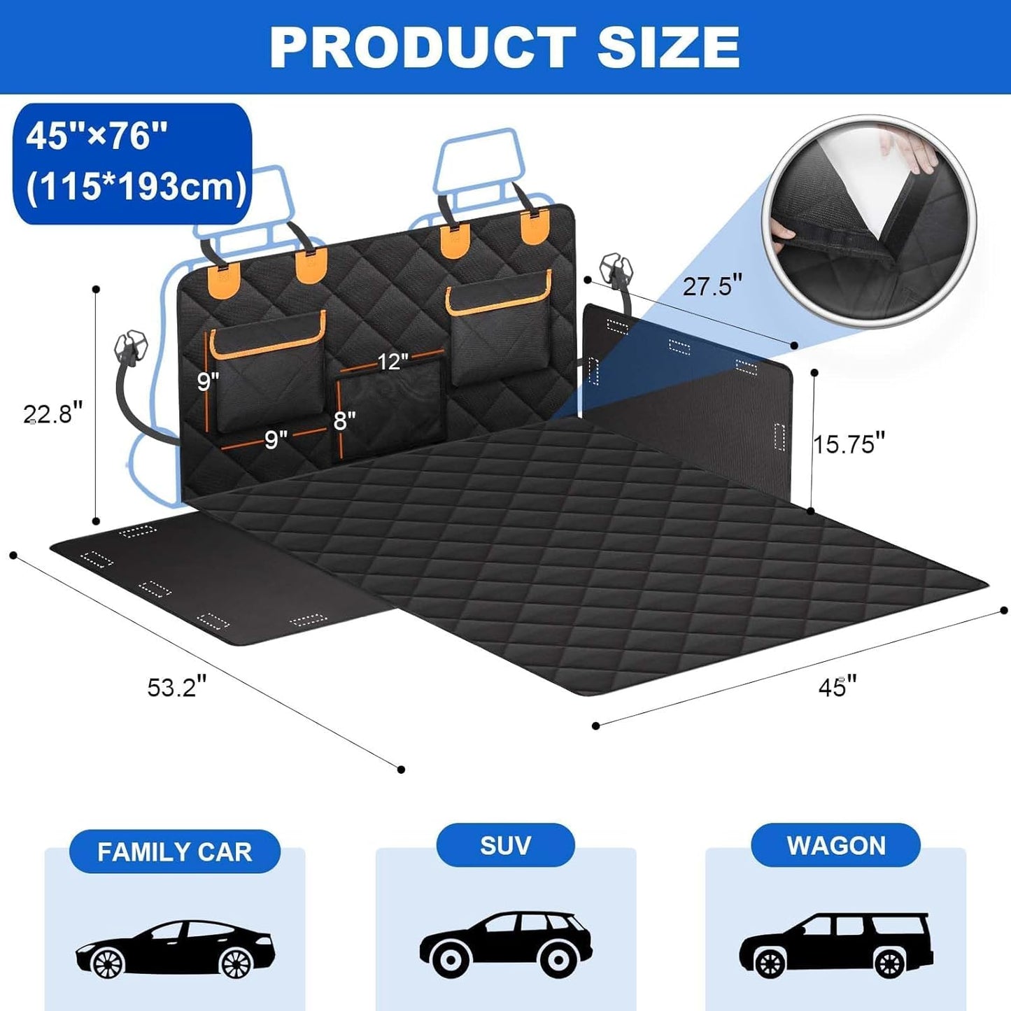 Cargo Liner for Dogs, Dog Car Seat Cover , Car Seat