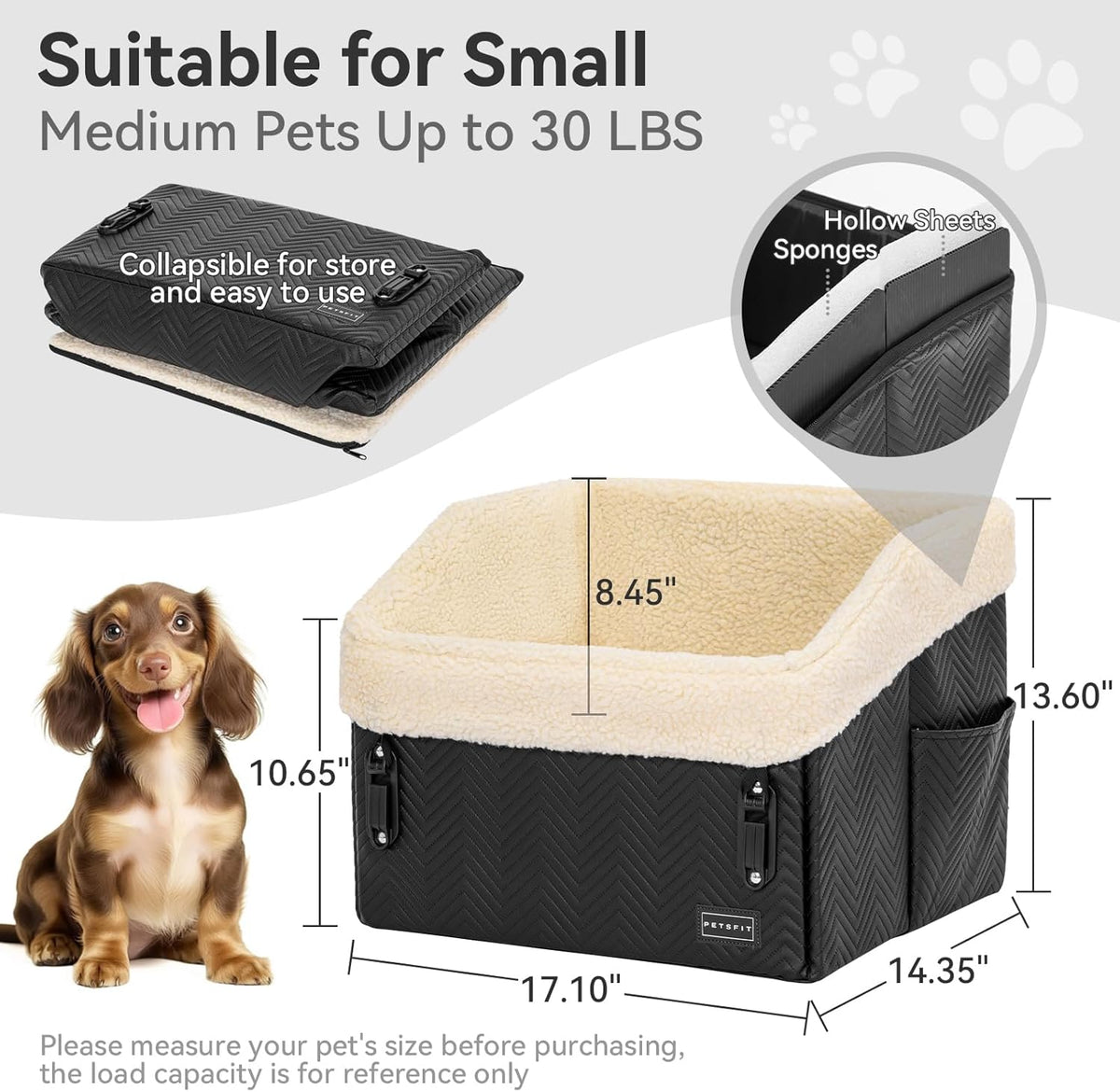 Small Dog Car Seat, Waterproof PU Leather Dog Booster Car