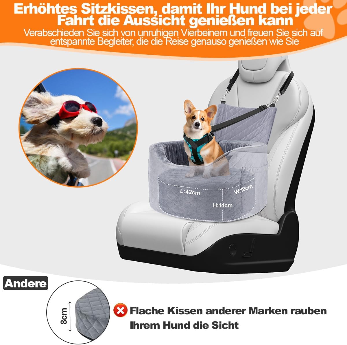 Dog Booster Car Seats for Small Medium Dogs, Fits Dogs