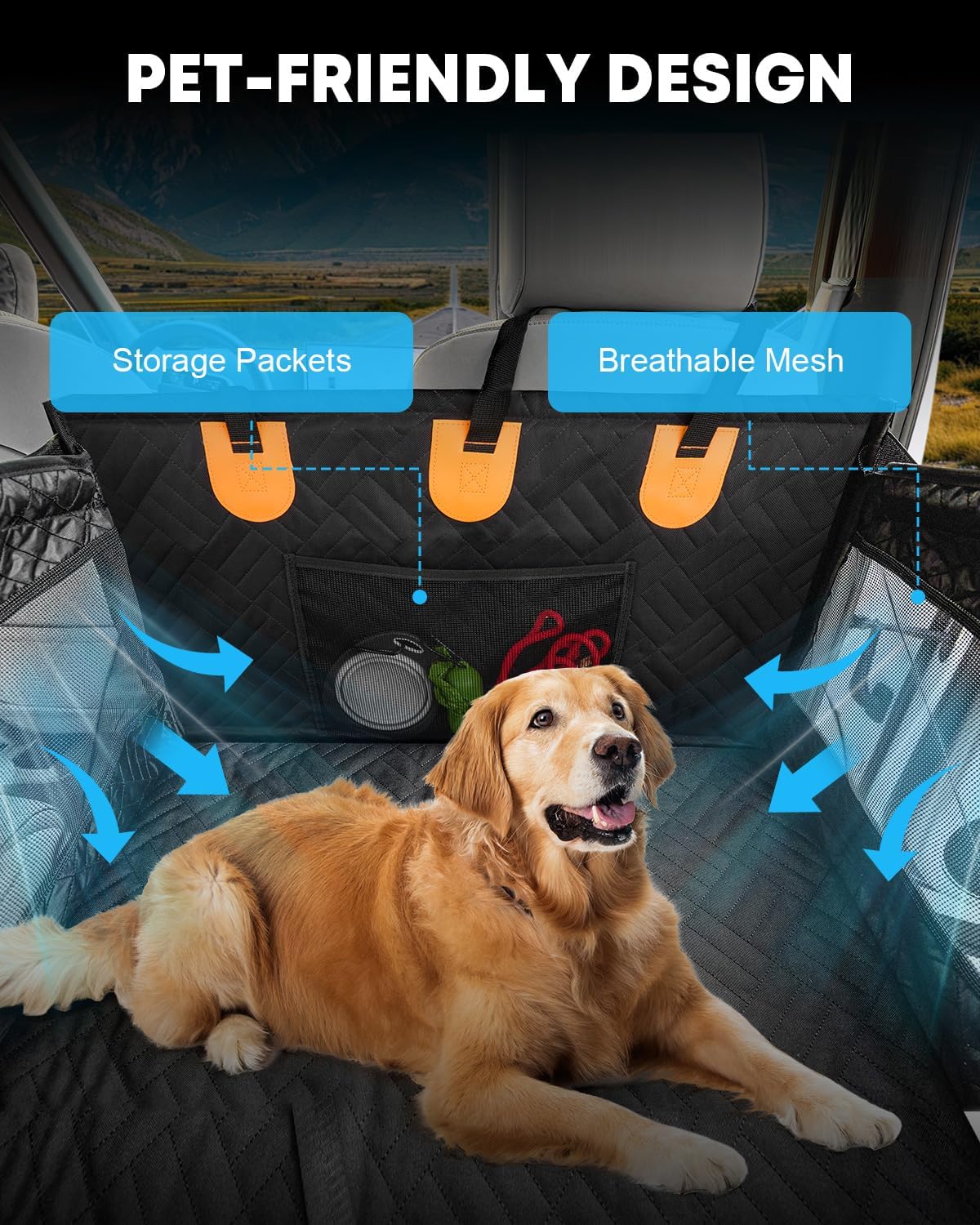 Dog Car Seat Cover for Medium Large Dogs, Hard Bottom Dog