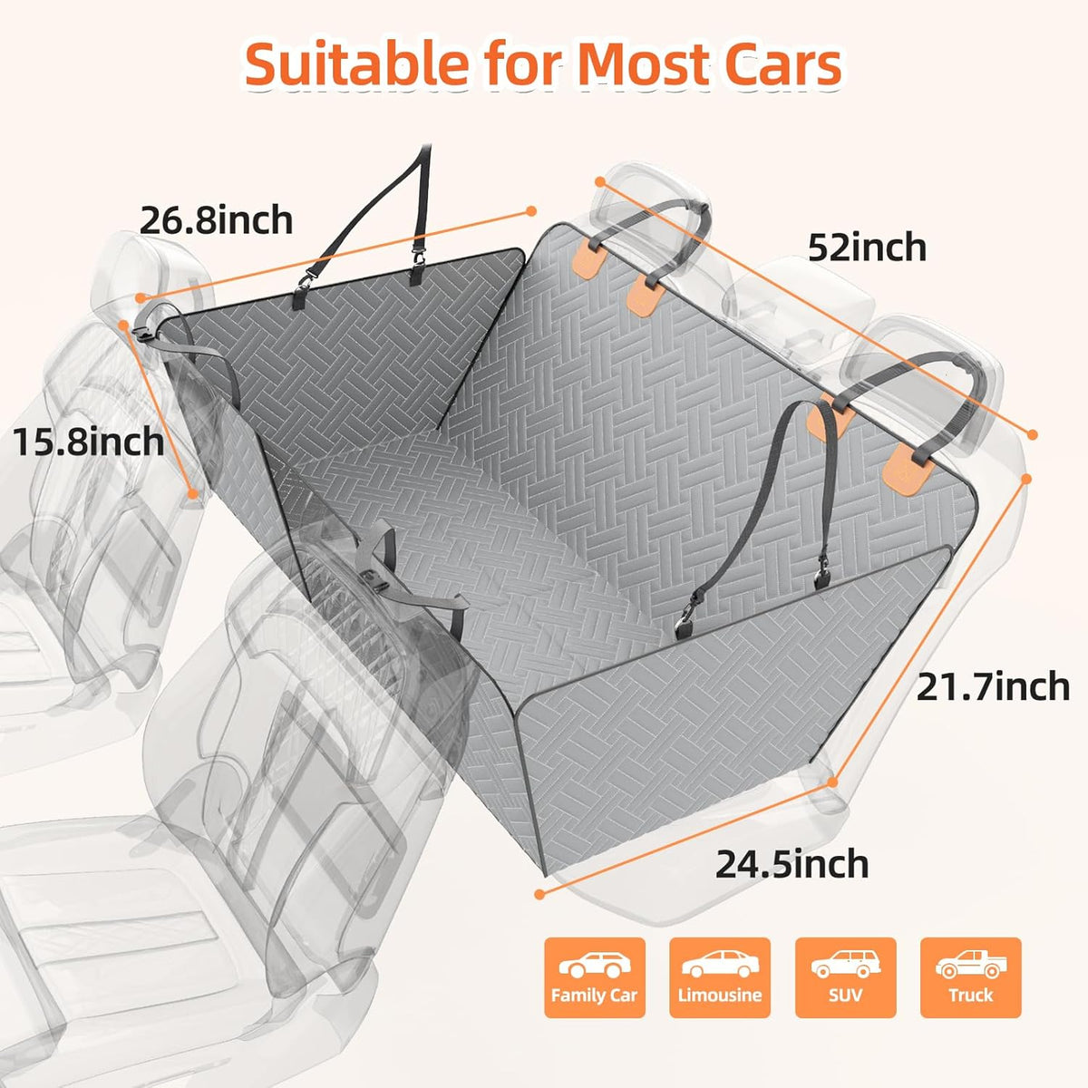 Back Seat Extender for Dogs,Hard Bottom Car Seat Cover for