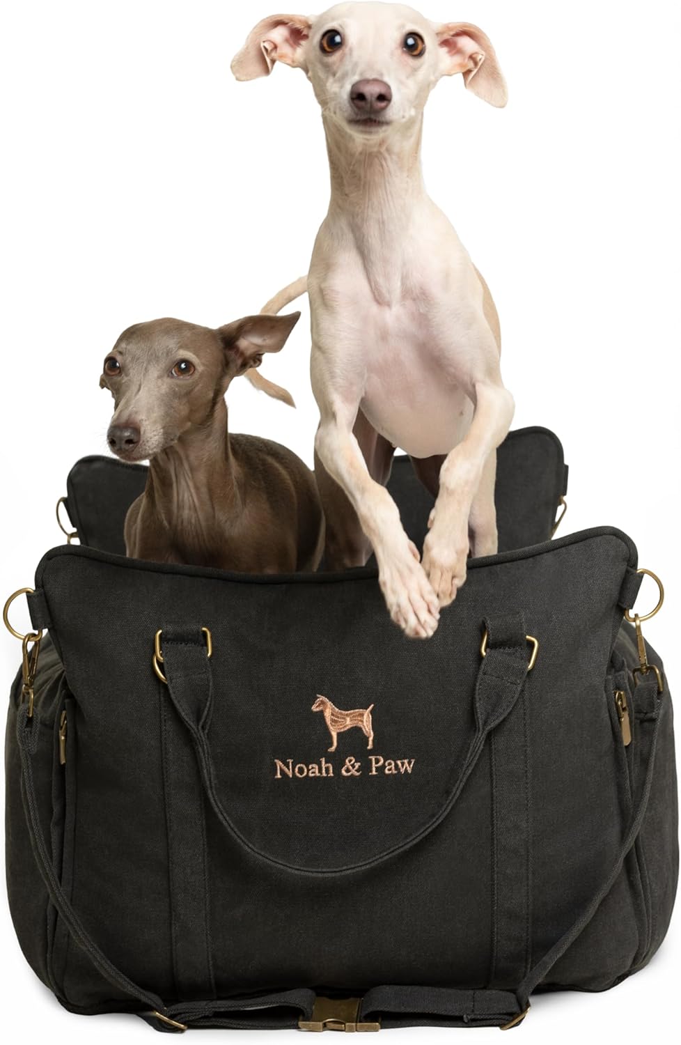 NOAH & PAW Small Dog Car Seat for Small Medium Pets with Harness Clip, 4X Safety Feature, Washable, Waterproof Dog Seat for Car, Orthopedic Foam Wrapped with Plush, Canvas Material