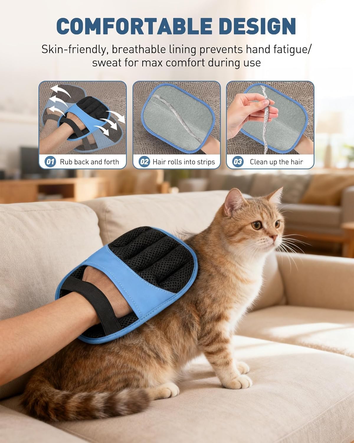 Pet Hair Removal Glove Upgraded Five-Finger Electrostatic