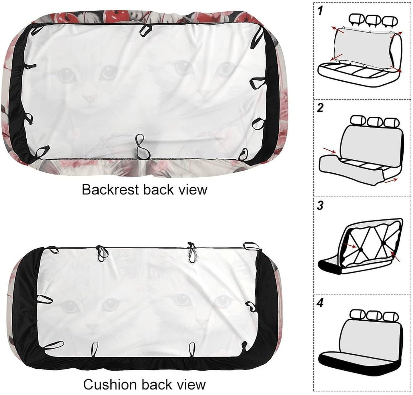 Cat and Cherry Dog Car Seat Covers Waterproof Truck Back