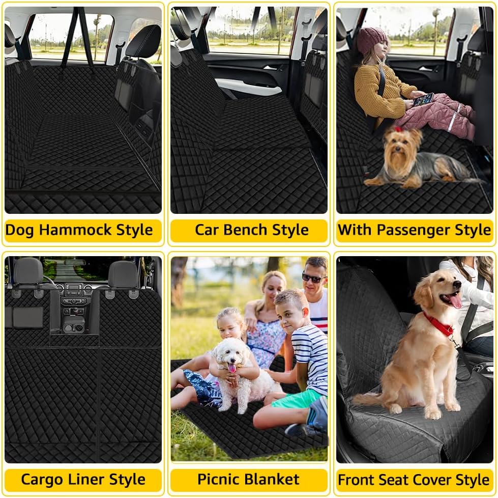 6 in 1 Car Seat Cover for Back Seat, 60/40 Split, with Mesh