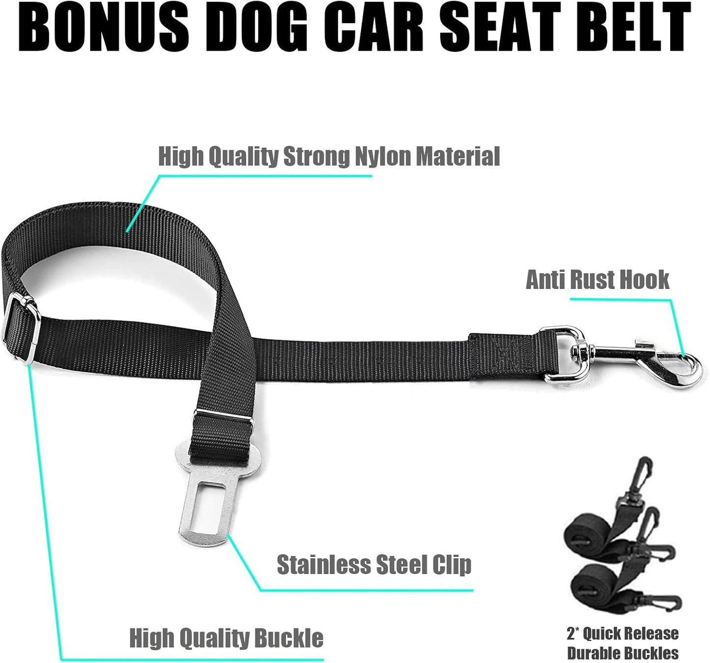 Dog Car Seat Cover, Waterproof with Mesh Window and Storage