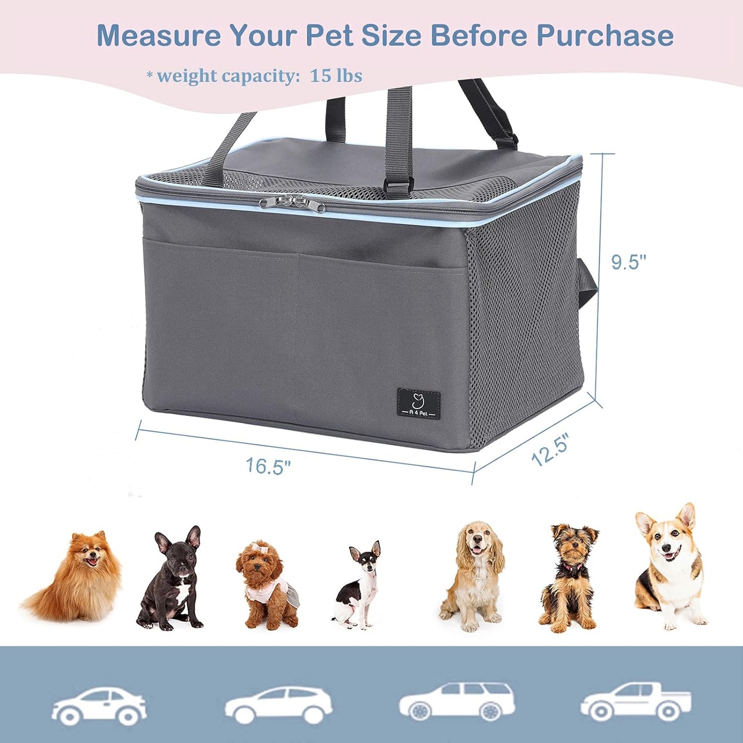 A4Pet Small Dog Car Seat, Puppy Pet Car Booster Seats