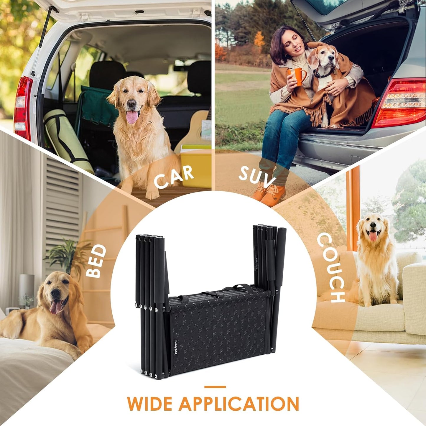 Portable Folding Pet Stair for Large Dog Ramp with Non-Slip