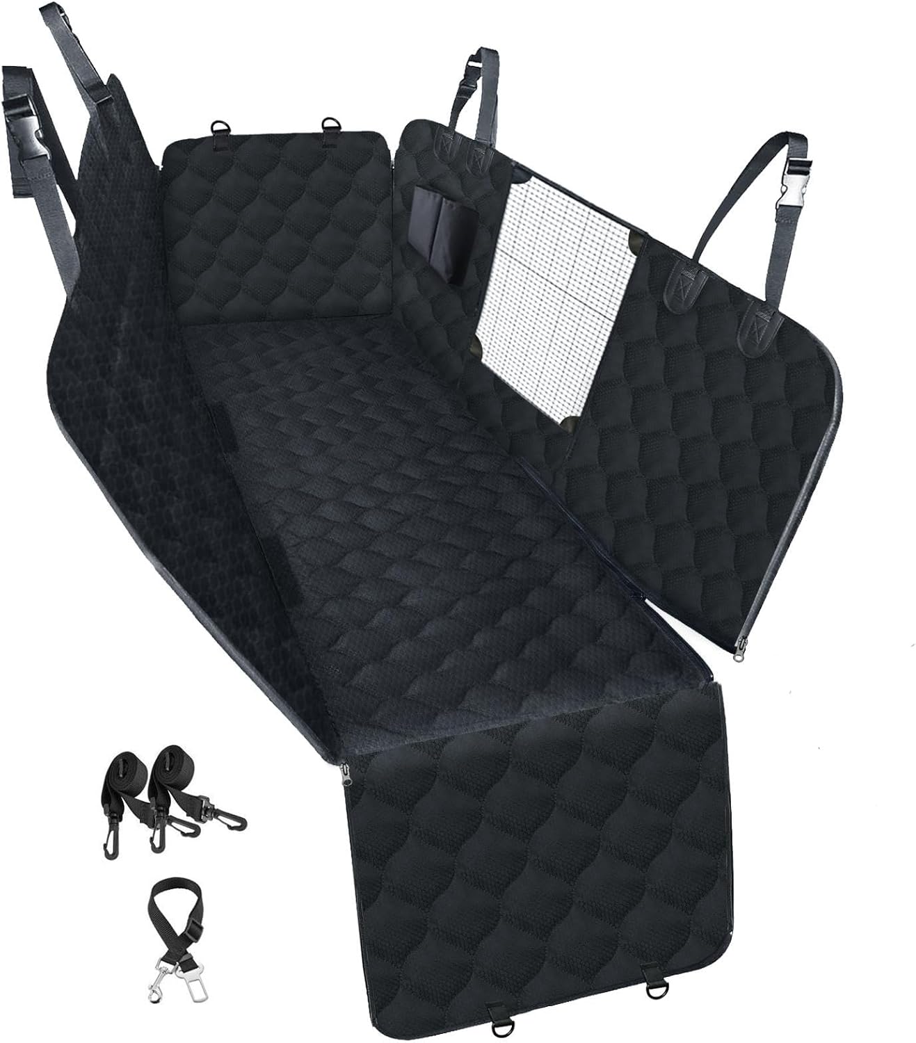 Dog Car Seat Cover with Mesh Window, Pet Seat Cover for