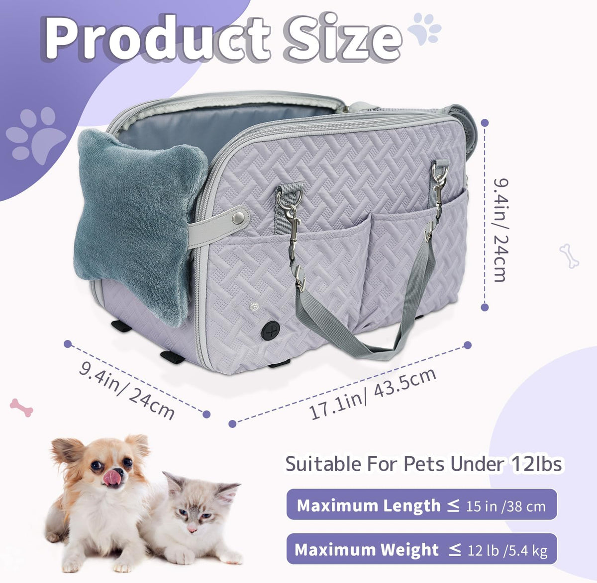 Center Console Dog Car Seat, Portable Dog Car Seat with