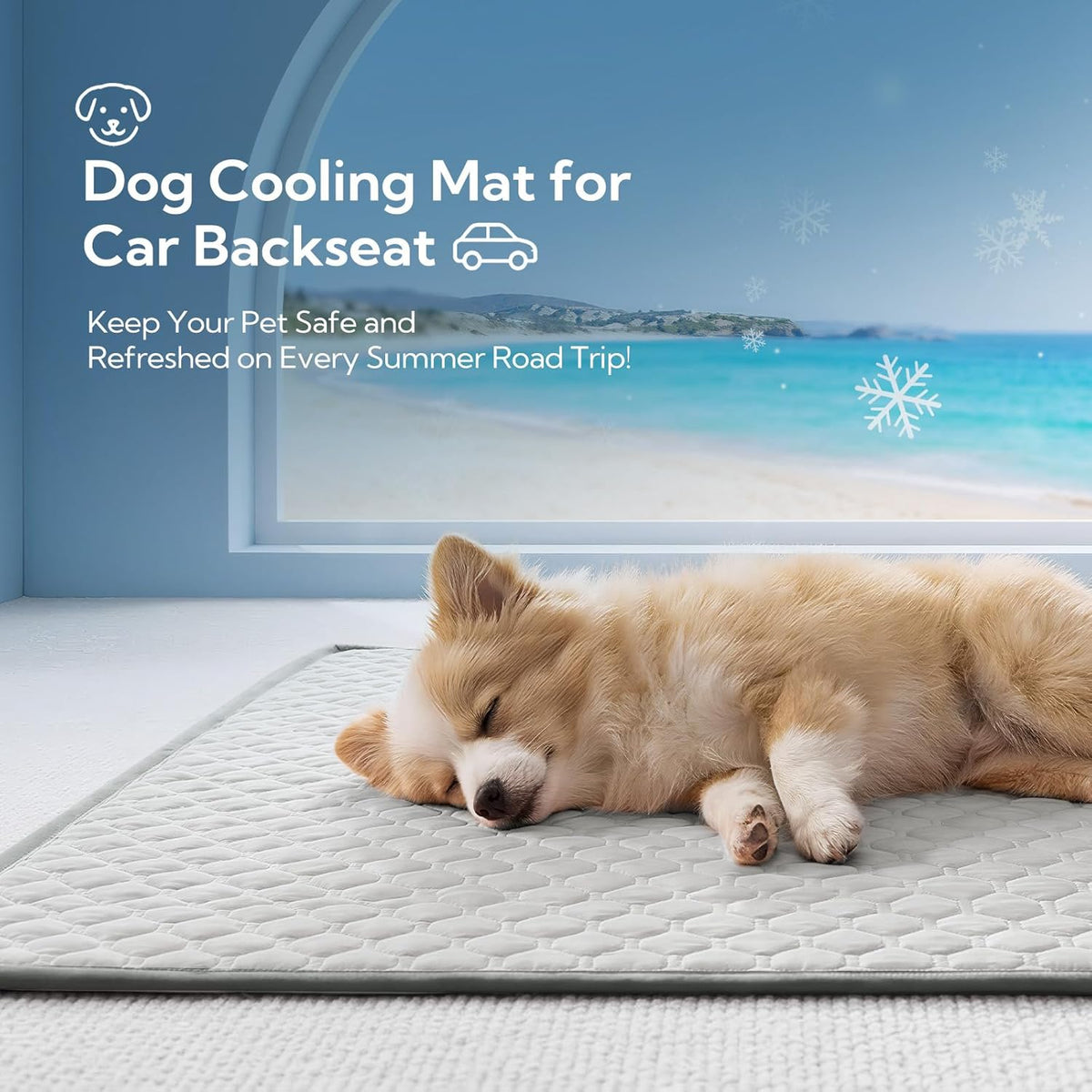 Backseat Dog Cooling Mat for Cars - 24.5"x52" Washable Back