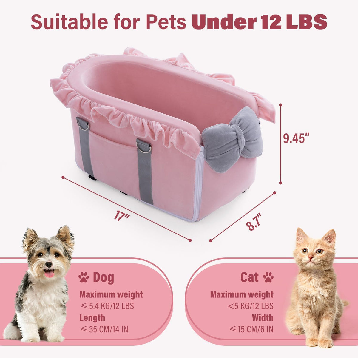 Dog Car Seat for Small Dogs - Fully Detachable with