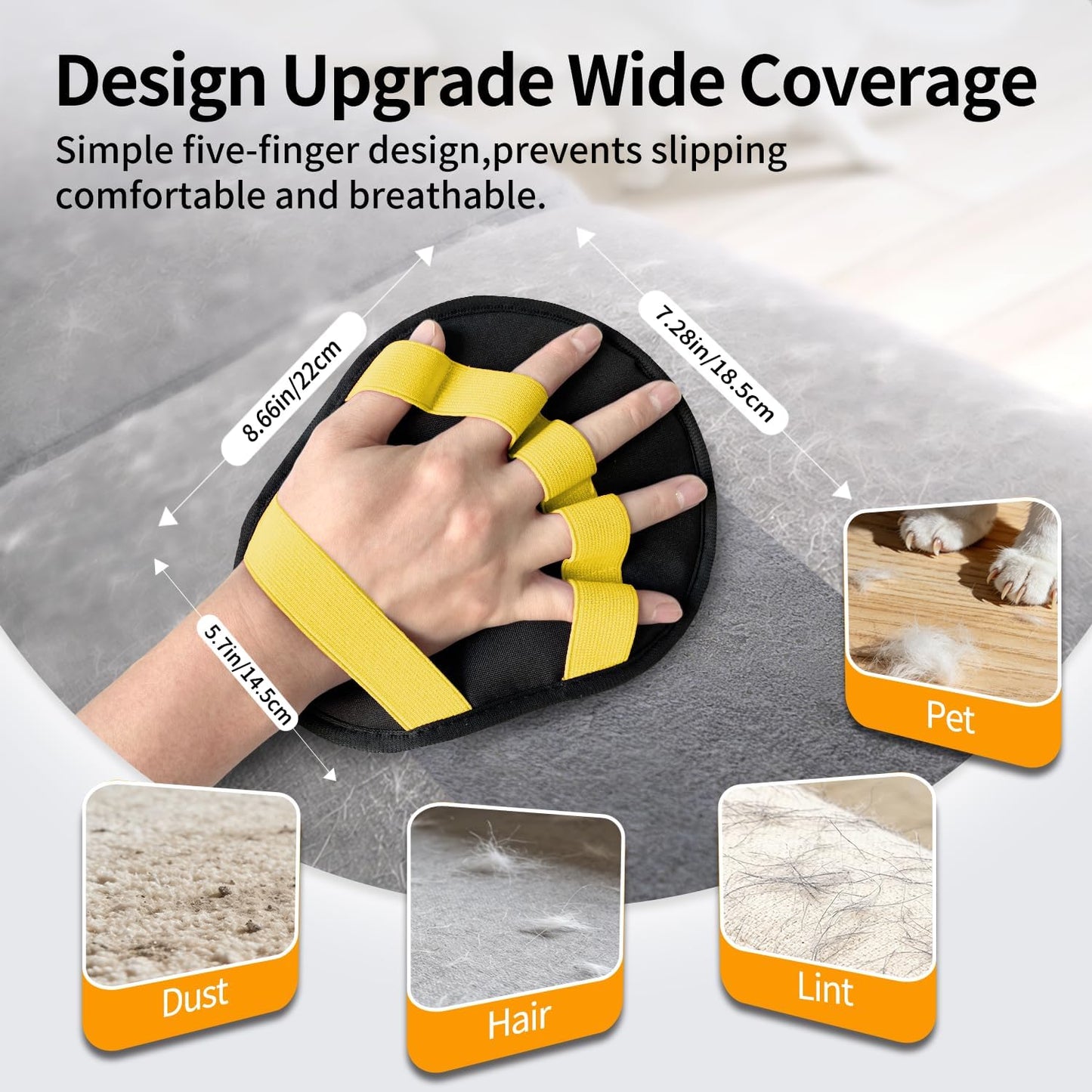 2 Pack Pet Hair Removal Glove for Dogs&Cats - Electrostatic