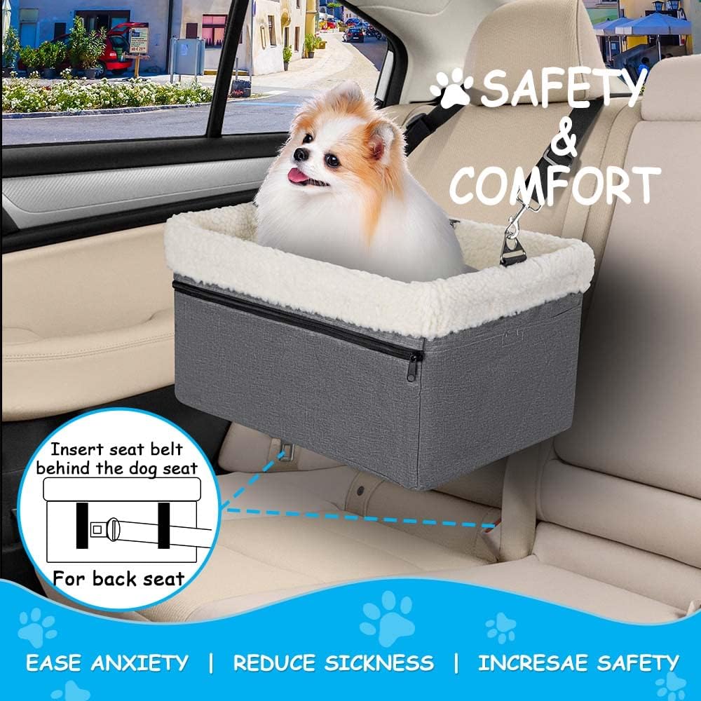 Dog Car Booster Seat for Small Dogs & Cats, Raised with