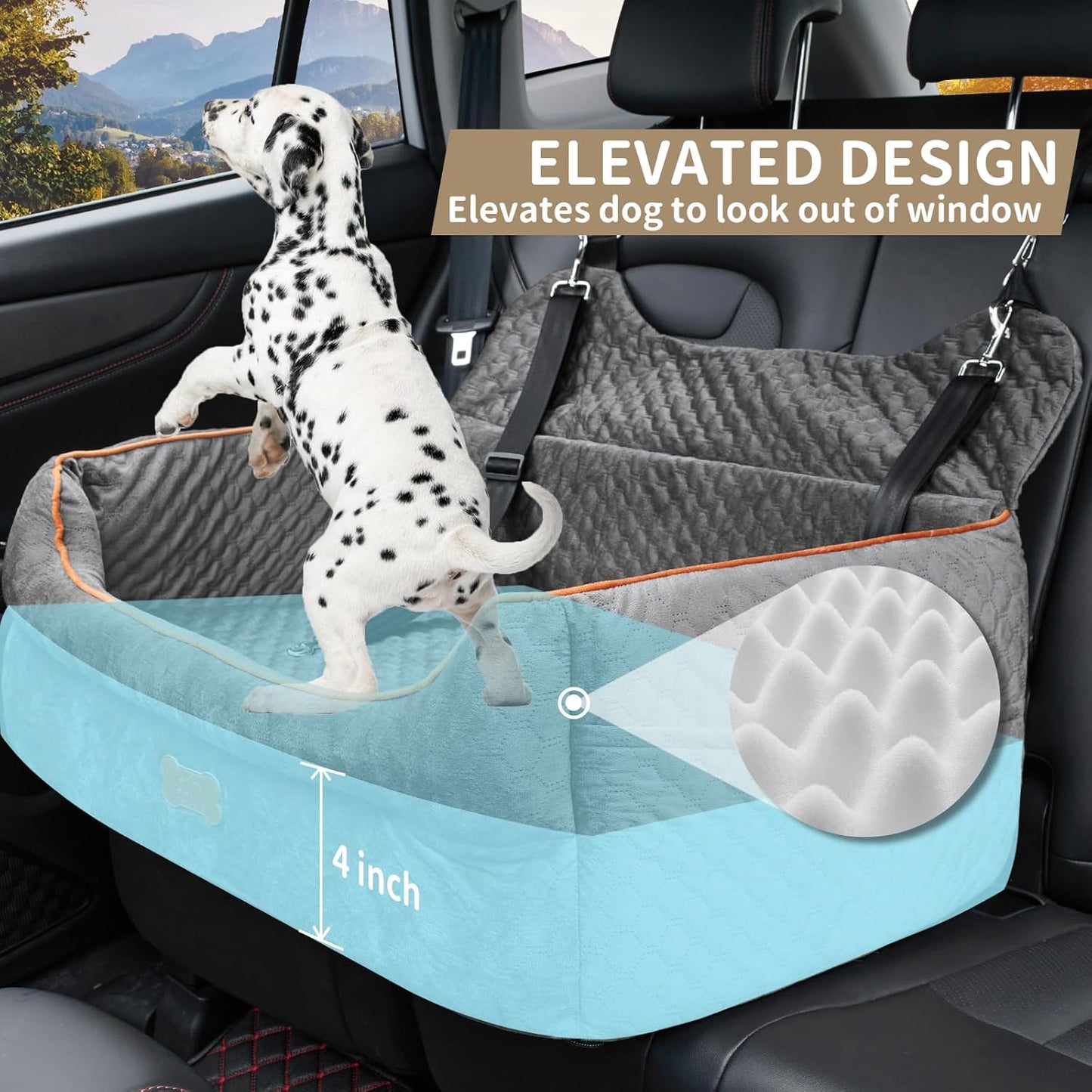 Dog Car Seat for Large/Medium Dogs - Memory Foam Dog