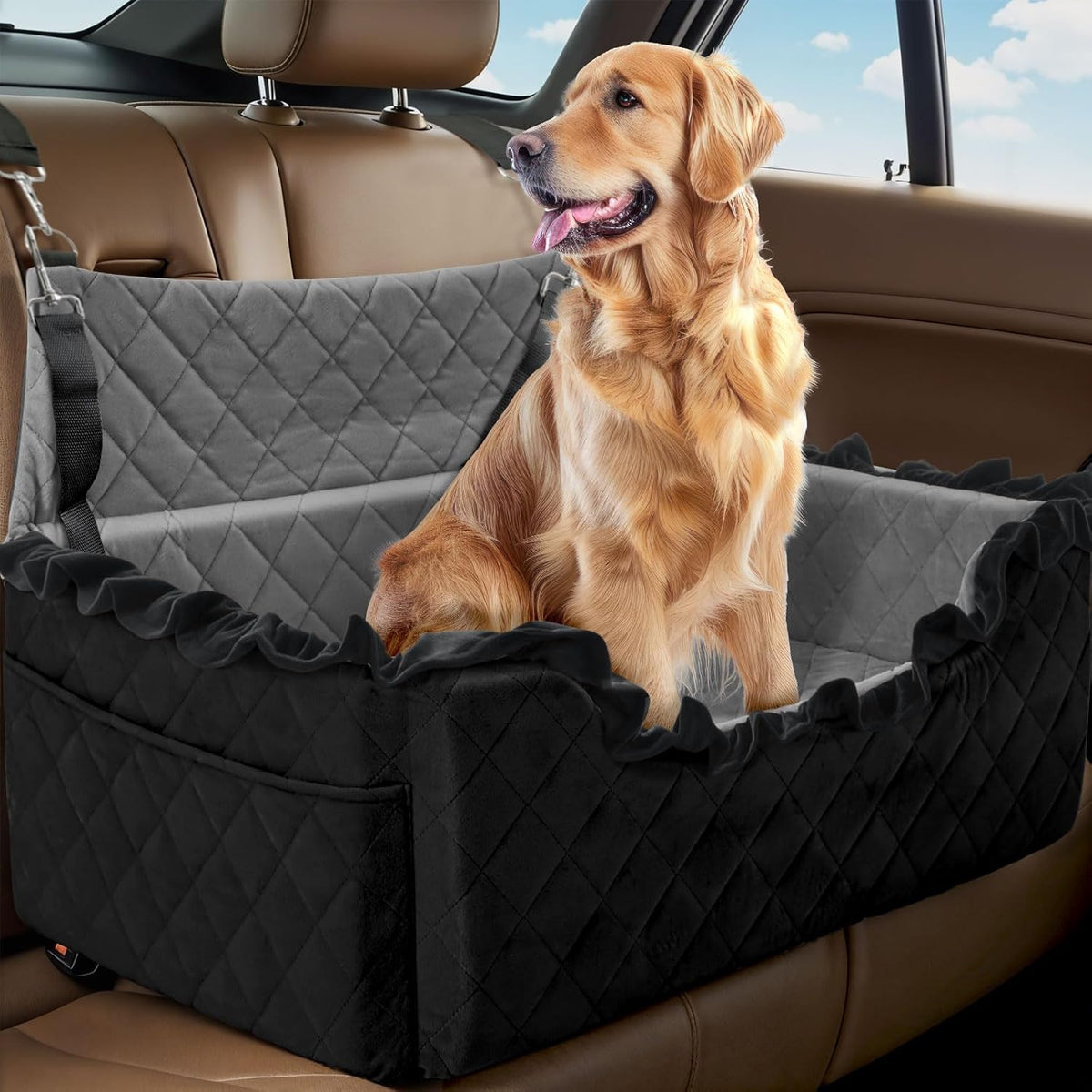 Dog Car Seat for Large/Medium Dogs, Dog Booster Seat for
