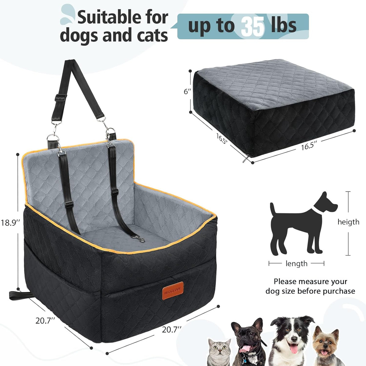 Small Dog Car Seat, Memory Foam Dog Booster Seats with