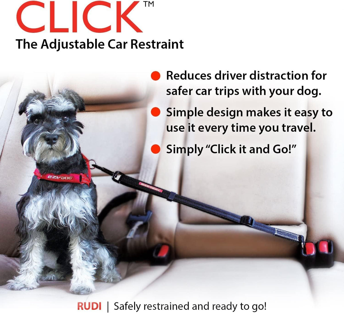 Click – Dog Seat Belt for Car, Dog Harness Adjustable