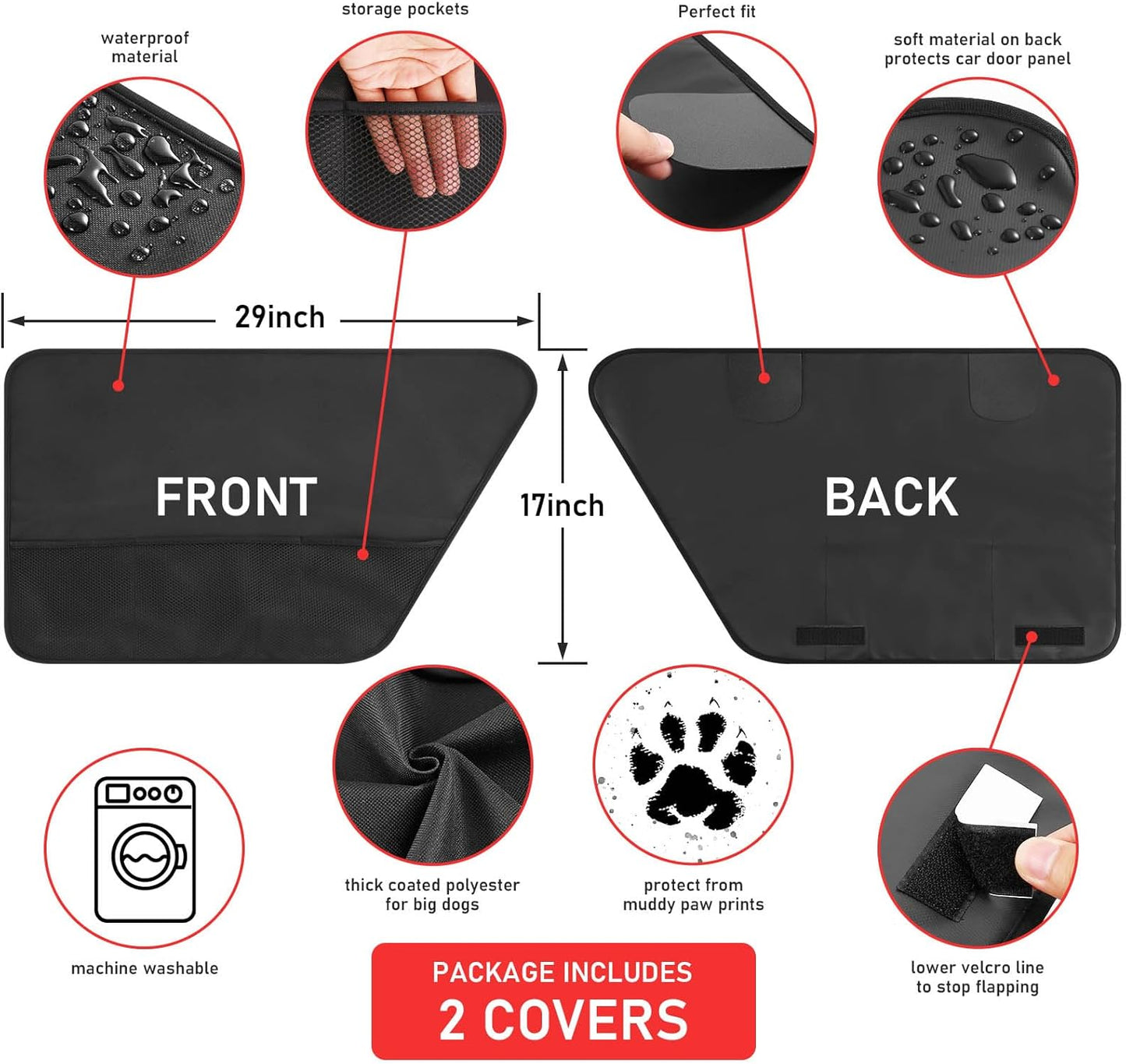 2PCS Car Door Protector for Dogs,Waterproof, Anti-Scratch